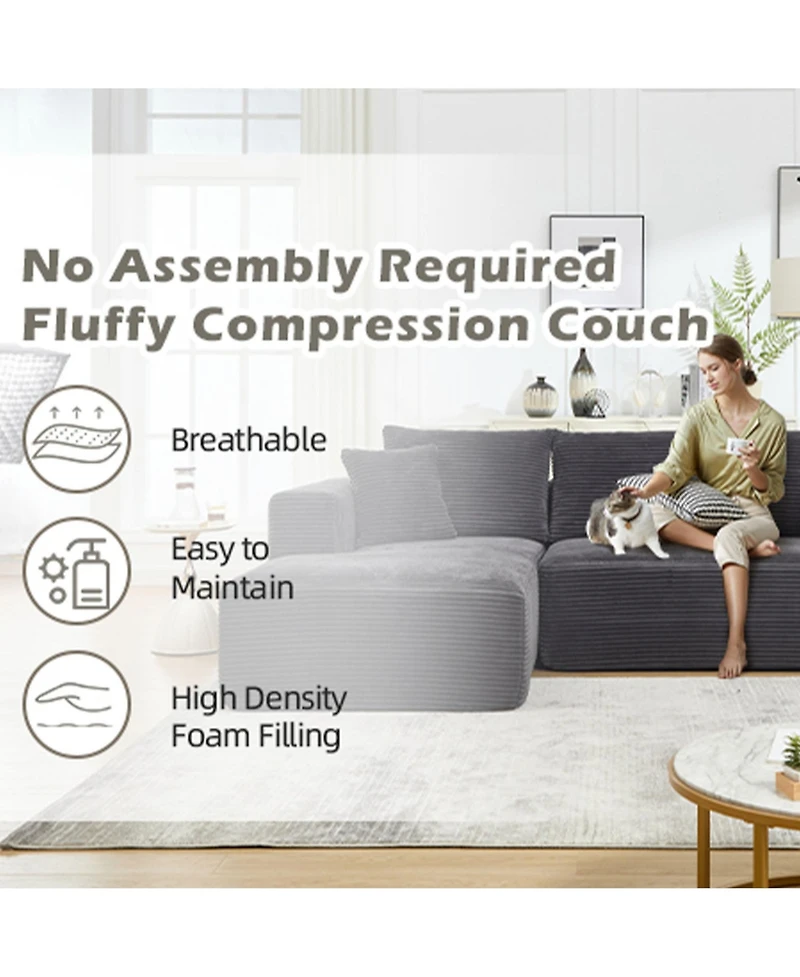 Boyel Living Modular Sectional Sofa Couches L-Shape Couch 3 Seat Memory Foam