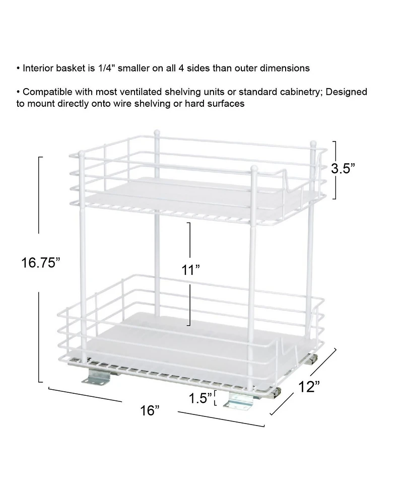 Household Essentials Glidez Steel Pull-Out Storage Organizer, 2 -Tier Design
