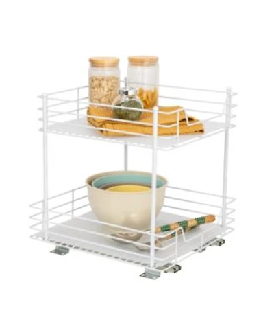Household Essentials Glidez Steel Pull Out Storage Organizer 2 Tier Design White