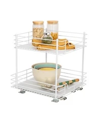 Household Essentials Glidez Steel Pull Out Storage Organizer 2 Tier Design White