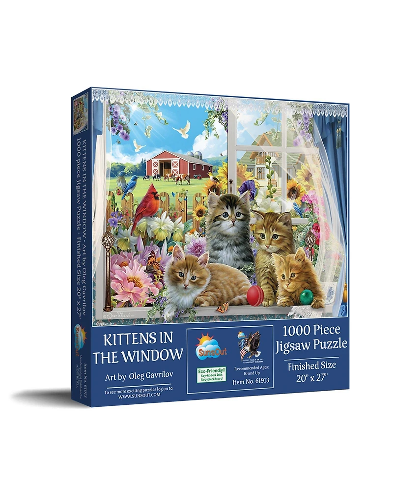 SunsOut Kittens in the Window 1000 piece Jigsaw Puzzle for Adults