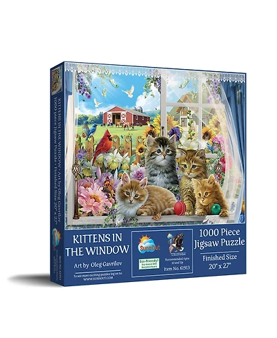 SunsOut Kittens in the Window 1000 piece Jigsaw Puzzle for Adults