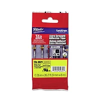 Brother P-Touch TZES621 0.35 in. x 26.2 ft. TZe Laminated Removable Label Tapes - Black on Yellow