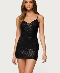 Edikted Women's Nathalia Beaded Mesh Mini Dress