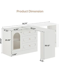Tribesigns 78-Inch Vanity Desk 3 Drawers, with Reversible Cabinet