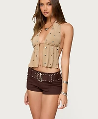 Edikted Women's Studded Backless Split Front Top