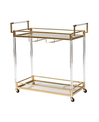 Furniture Savannah 15.9" Glass Contemporary Wine Cart