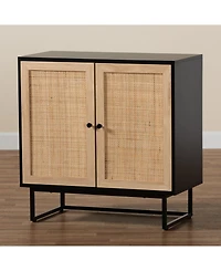 Furniture Declan 15.7" Rattan Mid-Century Storage Cabinet