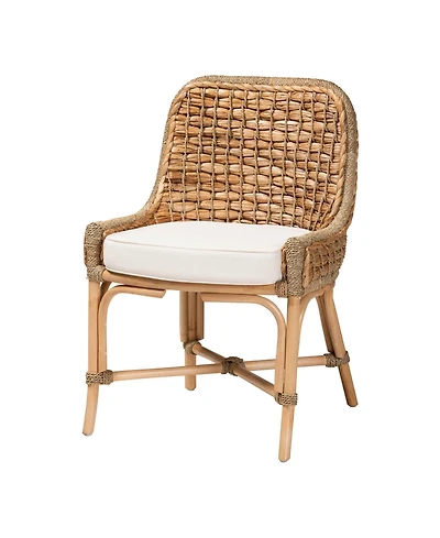 Furniture Kyle 24.6" Rattan Bohemian Dining Side Chair with Cushion