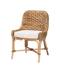 Furniture Kyle 24.6" Rattan Bohemian Dining Side Chair with Cushion