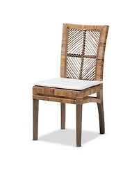 Furniture Laluna 21.7" Rattan Bohemian Dining Chair with Cushion