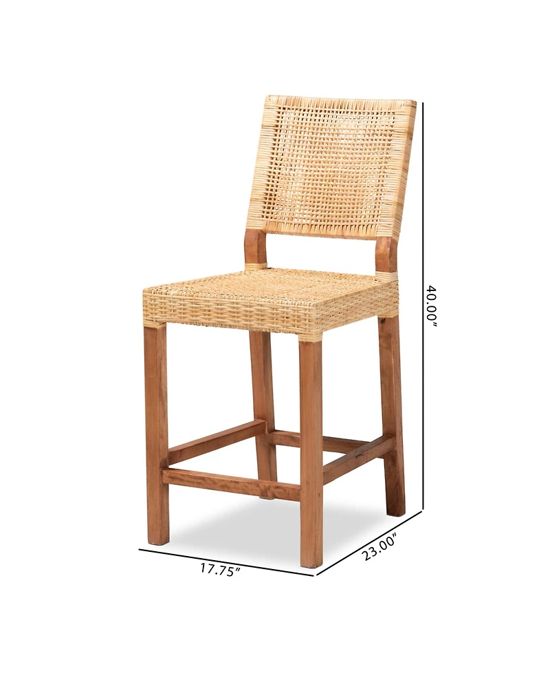 Furniture Lesia 23" Rattan Bohemian Counter Stool