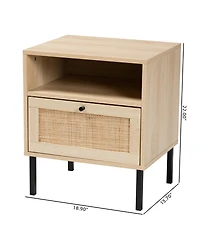 Furniture Caterina 15.7" Rattan Mid-Century End Table