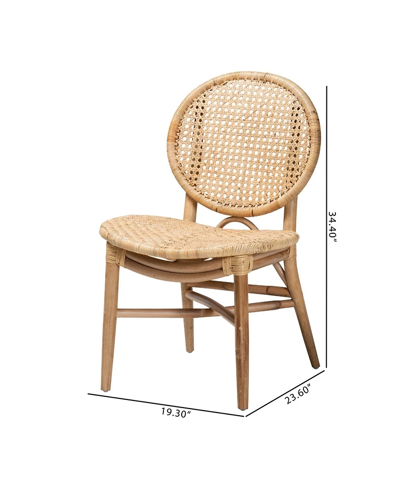 Furniture Osaka 23.6" Rattan Bohemian Dining Chair