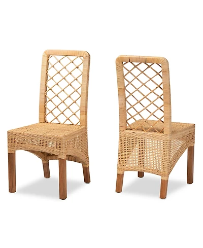 Furniture Moscow 2-Pc. Rattan Bohemian Dining Chair Set