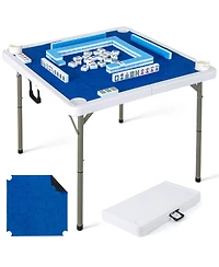 Hongge 35-Inch Folding Mahjong Table for 4 Players with Cup Holders and Card Slots