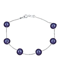 Bling Jewelry Tin Cup Freshwater Cultured Pearl Necklace & Bracelet Set Sterling Silver 7MM