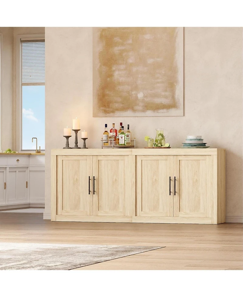 Gaomon 70.8" Sideboard Buffet Cabinet with Storage, 4-Door Mid-Century Modern Wood Credenza, Coffee Bar & Media Console for Living Room