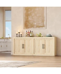 Gaomon 70.8" Sideboard Buffet Cabinet with Storage, 4-Door Mid-Century Modern Wood Credenza, Coffee Bar & Media Console for Living Room