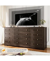 Gaomon 12 Drawers Wooden Dressers for Bedroom, 63" Long Wood Dresser for Living Room