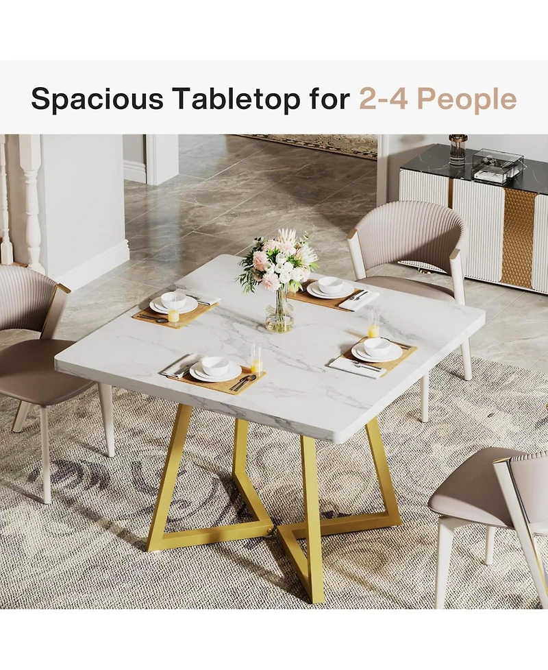 Tribesigns Square Dining Table for 4, 31.5" Industrial Dinner Table with Metal Base, Wood Kitchen Table for Dining Room, Small Space