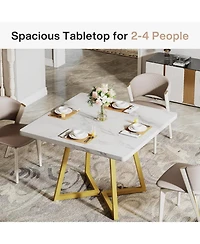 Tribesigns Square Dining Table for 4, 31.5" Industrial Dinner Table with Metal Base, Wood Kitchen Table for Dining Room, Small Space