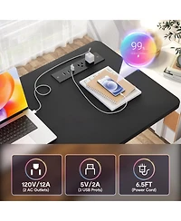 Aheaplus Small Height Adjustable Standing Desk with Power Outlets and Shelves, Max Height 41 Inches