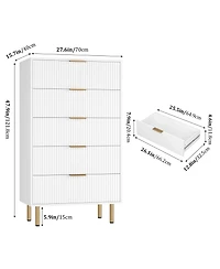 gaomon Fluted Wood 5-Drawer for Bedroom, Modern Chest, Tall Dresser