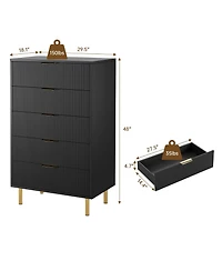 gaomon 5 Drawer Dresser for Bedroom, 48” Tall Chest of Drawers, Modern Wood Storage Organizer