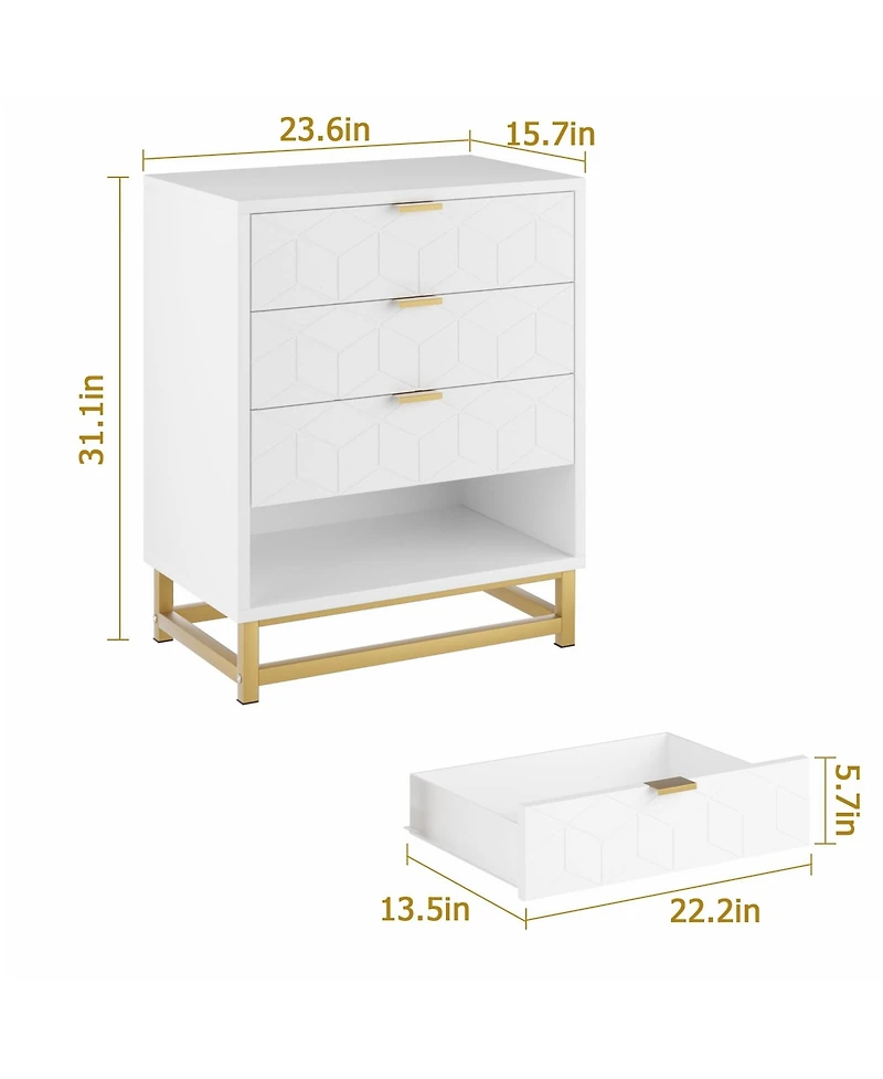 gaomon 4 Drawer Gold Metal Handles and Sturdy Mdf Construction Modern Dresser