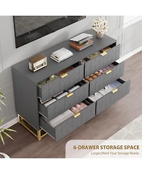 Gaomon 6 Drawer Dresser with Wide Storage, Dresser Chest Organizer with Metal Legs, Modern Dressers & chests of Drawers