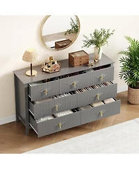gaomon 54"W 7-Drawer Modern Wood Chest with Metal Handles, Bedroom Storage Cabinet Dresser