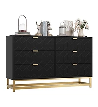gaomon Modern 6-Drawer Bedroom Dresser with Large Storage and Gold Metal Accents for Entryway, Living Room or Closet