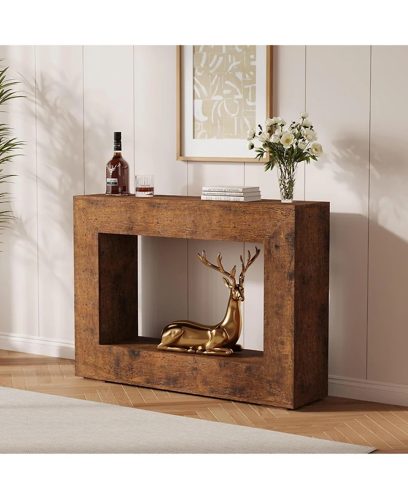 gaomon 47" Entryway Console Table, Farmhouse Sofa Table Behind Couch with Storage Shelf, Elegant & Spacious Long Hallway & Foyer Table