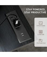 Homcom Adjustable Sding Desk, Sd Up Desk with Power Outlets,