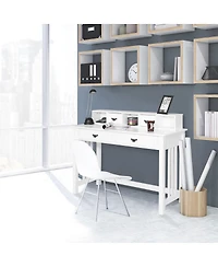 Costway Writing Desk Mission White Home Office Computer Desk 4 Drawer