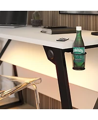 Flynama Genesis Electric Adjustable Height Gaming Desk with Usb Charging and Rgb Lighting White Ergonomic Standing Desk for Professional Gamers