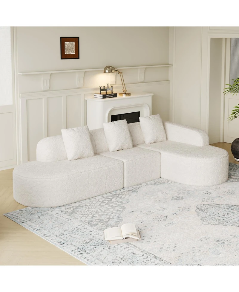 Streamdale Furniture L-shaped curved modular sofa, modern lychee-textured polyester fabric, curved backrest