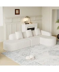 Streamdale Furniture L-shaped curved modular sofa, modern lychee-textured polyester fabric, curved backrest