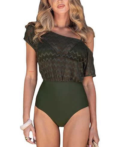Cupshe Women's Clueless Green Swimsuit Set
