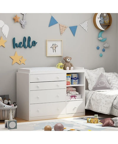 5-Drawers Changing Table, Dresser Vanity Table Chest of Drawers Storage Cabinet with Shelf