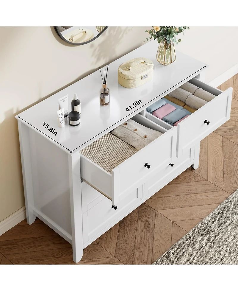 gaomon 6 Drawer Dresser for Bedroom, Wooden Chest with Deep Drawers and Metal Knobs Entryway, Hallway, or Kids Room