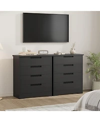 Gaomon Black Wooden Dresser Chest of Drawers Dresser with Embedded Handles Design and 4 Drawer Organizer