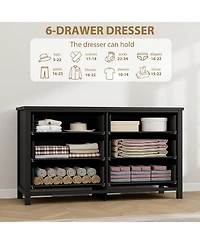 gaomon 6 Drawer Dresser for Bedroom, 47 in Wide Dresser, Chest of Drawers