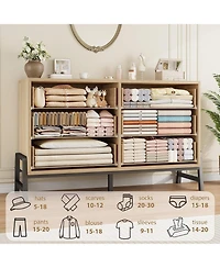 Gaomon Freestanding 52 Inch Wide Wooden Dresser with 6 Large Storage Drawers Closet Storage Dresser Chest for Living Room and Bedroom and Entryway