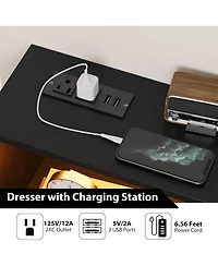 Gaomon 6 Drawer Double Dresser with Charging Station