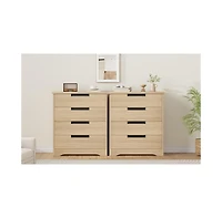 gaomon 4 Drawer Dresser for Bedroom, Natural Chest of Drawers with Embedded Handles Design, Wooden Dresser Organizer for Living Room