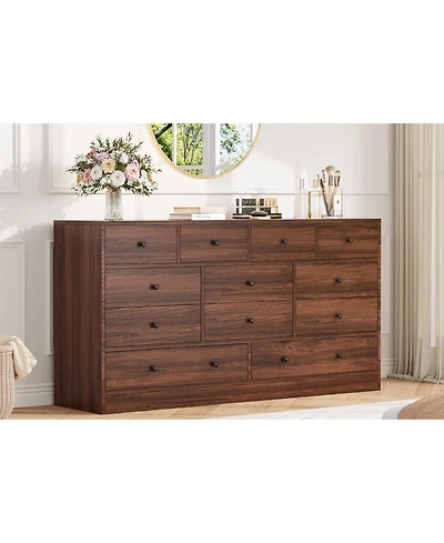gaomon 12 Drawer Dresser for Bedroom, 61 Inch Wood Dresser with Power Outlet