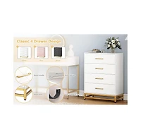 gaomon 4-Drawer Engineered Wood Soft-Close Glides, Anti-Tip Kit, Space-Saving Design Tall Dresser
