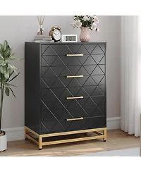 gaomon 4-Drawer Engineered Wood Soft-Close Glides, Anti-Tip Kit, Space-Saving Design Tall Dresser